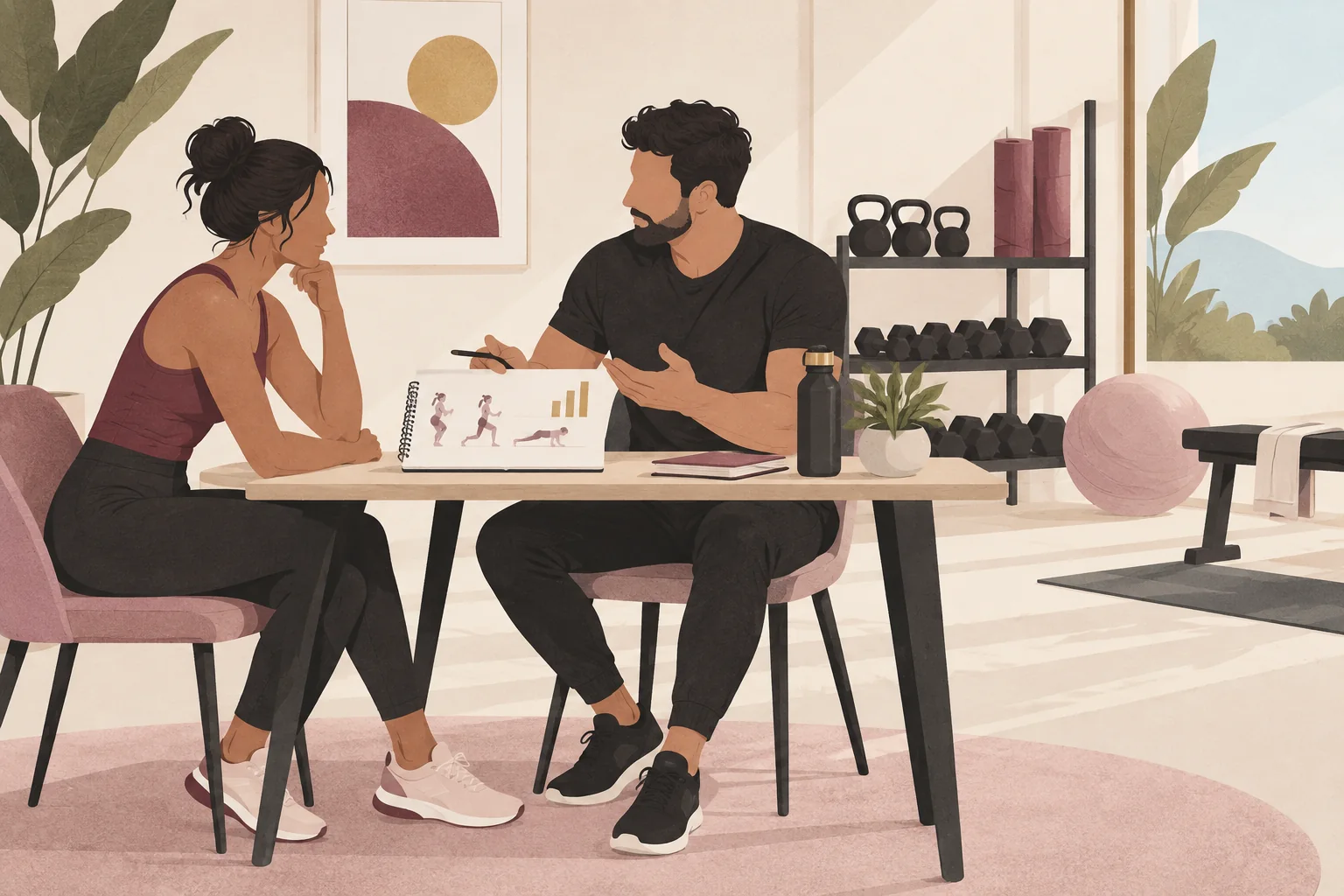Illustrazione di un colloquio tra trainer e cliente
