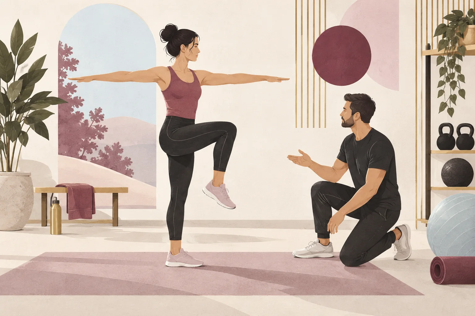 Illustrazione di una valutazione motoria guidata da un trainer